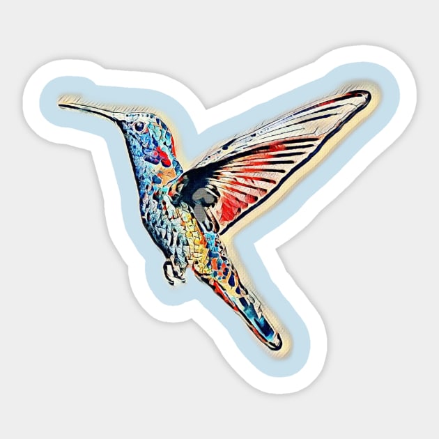 Hummingbird in Flight - Bird Art 4 Sticker by FTLOG